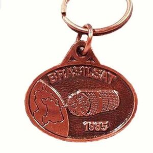 BRASILSAT SATELLITE 1982 KEY RING SPAR AEROSPACE / EMBRATEL COPPER OR COPPER